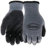 Boss B32041-L Unisex Textured Latex Grip Dip Work Gloves Gray XL 1 Pair