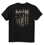 Buck Wear 8853 Men's RealTree Skull and Stripes T-Shirt Black - 2 XL