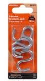 Hardware Essentials 851873 S-Hooks, Zinc, 0.192 in. x 1-1/2 in., 4-Pack