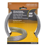 Hillman 122063 4-Strand Wire Galvanized (#20 x 100'), 100lb Max. Weight Capacity