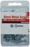 Hillman 41038 Slotted Hex Washer Head Sheet Metal Screws #14 x 3/4 inch 50 Pack