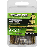 Hillman 42472 Power Pro Premium Interior Wood Screws #9 x 2-1/2", 50-Pack