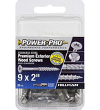 Hillman 42497 Power Pro Premium 305 Stainless Steel Wood Screws #9 x 2", 35 Pack