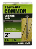 Hillman 461279 Galvanized Fas-n-Tite Common Nails for Exterior, 6D x 2 in. -1 lb
