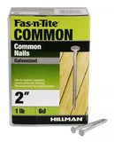 Hillman 461279 Galvanized Fas-n-Tite Common Nails for Exterior, 6D x 2 in. -1 lb