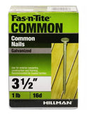 Hillman Galvanized Fas-n-Tite Common Nails for Exterior, 16D x 3-1/2 in.- 1 lb.