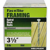 Hillman 461349 Galvanized Patio/Deck Shank Spiral Nails, 3-1/2-Inch 16D, 5 lb.