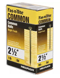 Hillman 461357 Bright Common Nail for General Woodwork 8D x 2-1/2 in. - 1 lb.