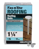 Hillman Fas-n-Tite Electro-Galvanized Roofing Nails 11 Gauge 1-1/4 in - 1 lb.