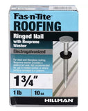 Hillman Galvanized Roofing Nail with Neoprene Washers 1-3/4 in. 10 Gauge, 1 lb.