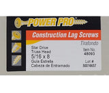 Hillman 48093 Power Pro Star Drive Construction Lag Screws 5/16"-18 x 8", 15-Pc