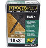 Hillman 48837 Deck Plus Flat Head Black Deck Screws #10 x 3", 1-lb, 62-Pack