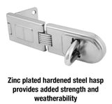 Master Lock 720DPF 6-1/4 Long Zinc Plated Hardened Steel Single Hinge Hasp