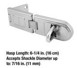 Master Lock 720DPF 6-1/4 Long Zinc Plated Hardened Steel Single Hinge Hasp