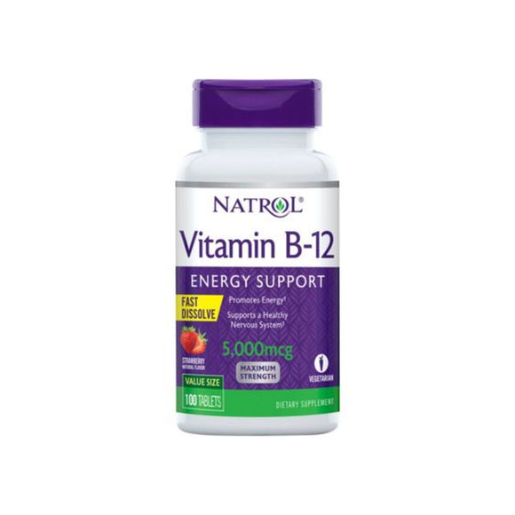 Fast Dissolve Strawberry Vitamin B12 - 5,000 MCG (100 Tablets)