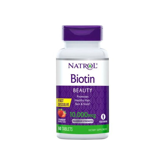 Fast Dissolve Biotin Tabs – Supports Hair, Skin & Nails – 10,000 MCG – 60 Tabs