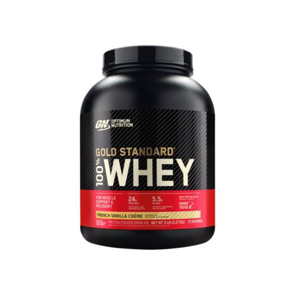GOLD STANDARD 100% WHEY Protein Powder “ French Vanilla Creme (73, 5 lbs.)