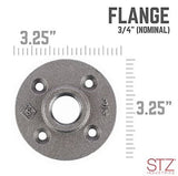 STZ 310 F-34 Malleable Iron Black Floor Flange, 3/4 in. x 3-1/2 in.