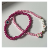 Handmade Pink Duo Beaded Bracelet, Teen Jewelry, Novelty Bracelet, Boho-chic