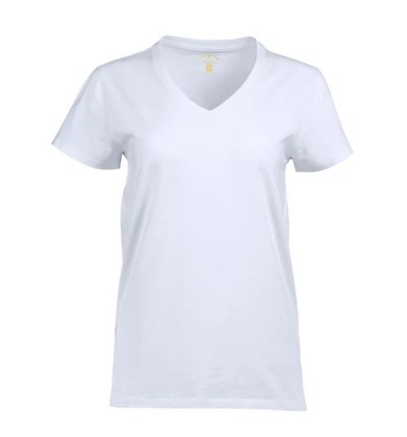 Blue Mountain YKL-9072 Women's Short Sleeve V-Neck T-Shirt Bright White Small