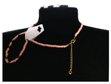 Handcrafted Beaded Necklace and Bracelet with Heart-shaped Charm, Metal-Plated Clasp w/ Extension Chain