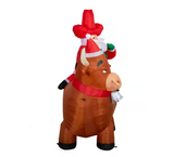 Gemmy 887733 6.5 ft. Airblown Cowboy Santa On A Bull