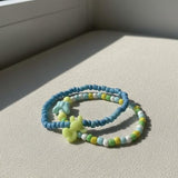 Kawaii Bunny and Butterfly Beaded Bracelet Set, Pastel Seed Bead Jewelry.