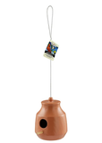 Royal Wing JXBF2311A Ceramic Brown Perch Hopper Hanging Bird House, Opening 1.5"