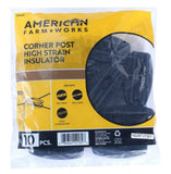 American FarmWorks ICJB-AFW Jumbo Corner Electric Fence Insulators Heavy-Duty Black, 10-Pack
