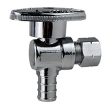 1/2 in. PEX Barb x 3/8 in. Compression Brass Quarter-Turn Angle Stop Valve Jar, Chrome-Plated Pro Pack (20-Pack)