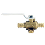 1/2 in. Brass PEX Barb Ball Valve with Drain and Mounting Pad