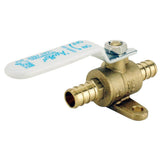 1/2 in. Brass PEX Barb Ball Valve with Drain and Mounting Pad