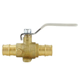 3/4 in. Brass PEX-A Barb Ball Valve with Drain and Mounting Pad