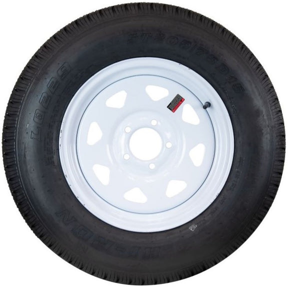 Hi-Run ASB1004 - Trailer Tire, ST205/75D15, 5-Hole White Spoke Wheel, ASB1004