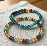 Handmade 2-Piece Multicolor Beaded Bracelet Set with Turquoise, Blue, Green, Red & Yellow Beads – Gift Jewelry, Boho Chic Style