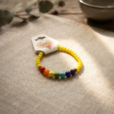 Yellow Beaded Bracelet 7 Chakra Rainbow Healing Crystal Natural Stone Handmade Spiritual Meditation Gift Minimalist Yoga Jewelry