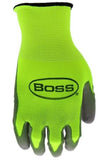 Boss B31211-L5P Flat Nitrile Grip Gloves Hi-Vis Green Large, 5-Pack