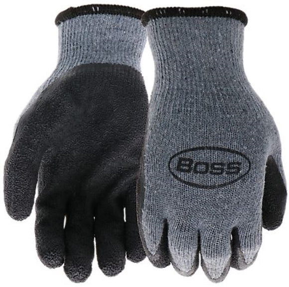 Boss B32041-L Unisex Textured Latex Grip Dip Gloves, Gray, Large, 1 Pair