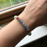 Green Blue Red Natural Stone Beaded Bracelet, Minimalist Boho Stretch Jewelry