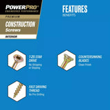 Hillman 48578 Power Pro Premium Interior Wood Screws #8 x 1-1/4 in. - 1 lb. Box