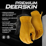 Boss B84091-WM Women's Deerskin Leather Driver Work Gloves, Yellow, Small 1-Pair
