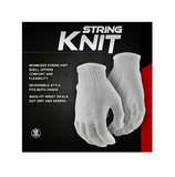 Boss B62081-L12P Men's String Knitted Work Gloves, 12-Pairs, Large, White