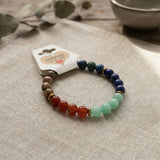 Natural Stone Beaded Bracelet – Blue Green Red Bead Smooth Round Gemstone, Stretch Boho Jewelry