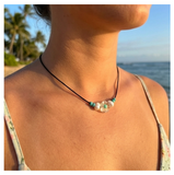 Minimalist Acrylic Flower Bead Necklace, Black Cord, Gold-Plated Metal Clasp with Extension Chain