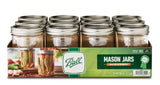 Ball 66000ZFP 1 pt. Wide Mouth Glass Preserving Jars, 16 oz., 12 ct.