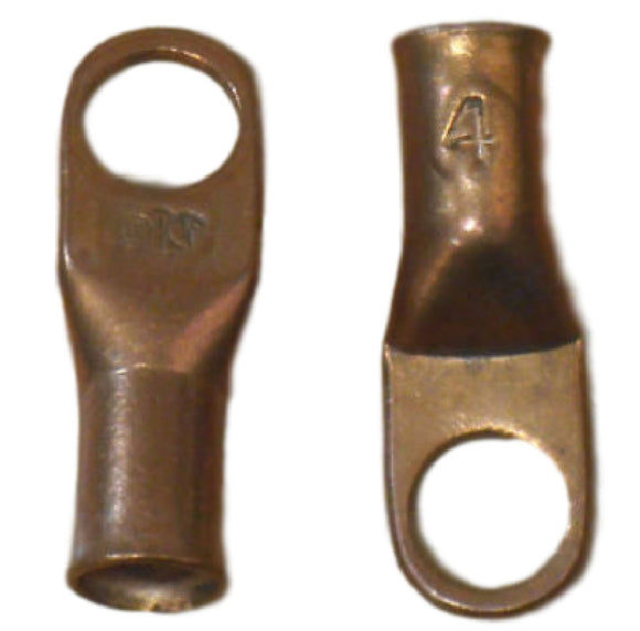 Two (2) 4GA 4 Gauge Copper Battery Terminal Cable Connector Lugs 50-99 New!