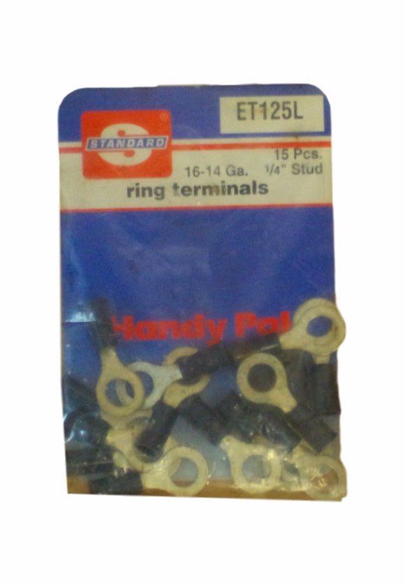 Fifteen (15) Standard Brand 16-14 Ga. Ring Terminals ET125L 1/4