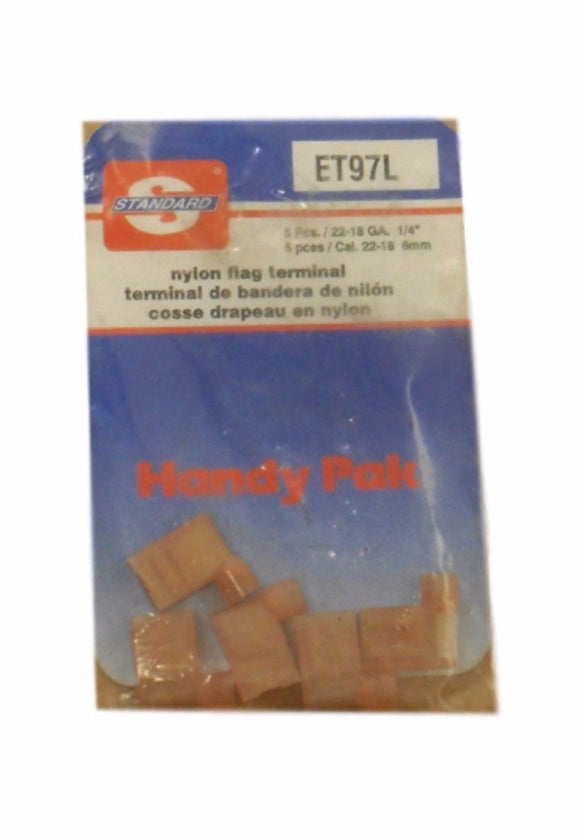 Standard Brand (5) Nylon Flag Terminals ET97L 22-18 GA 1/4