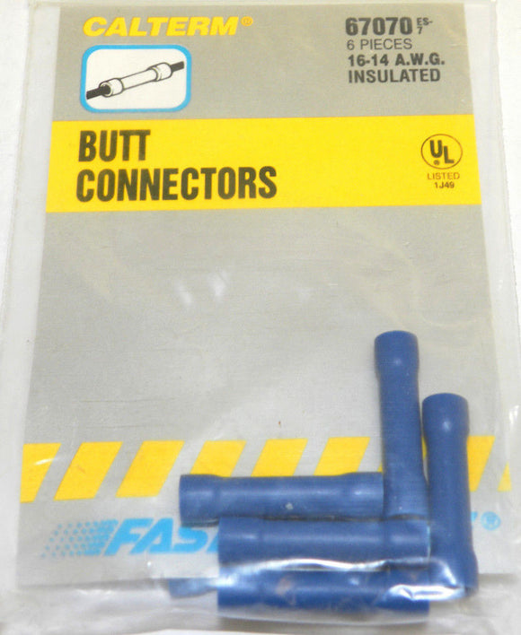 Calterm 67070 16-14 AWG (2.0mm²) Butt Connector PKG Of 6 Pcs