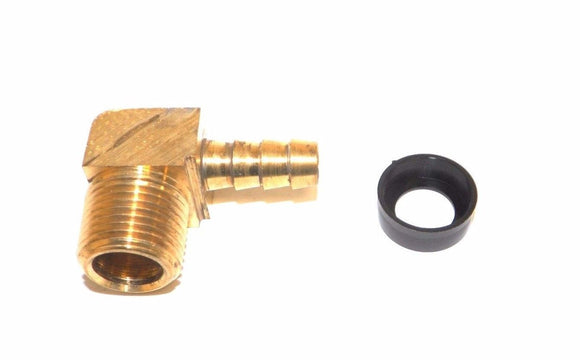 Big A Service Line 3-73144 1/4 NPTF Male Thread, 1/4 Inch Hose Barb Brass Elbow